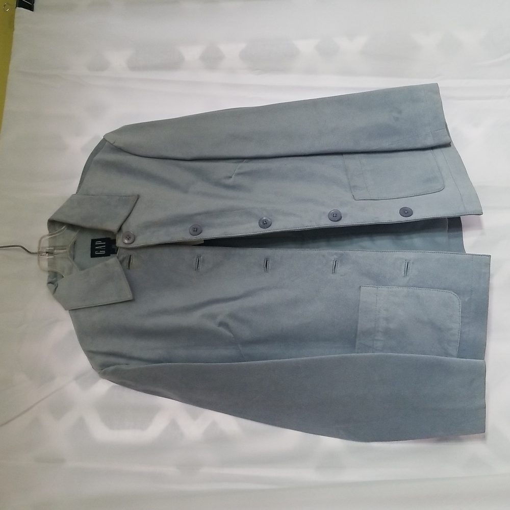 Gap Genuine Suede jacket, fully lined with pockets. Size XS, powder blue